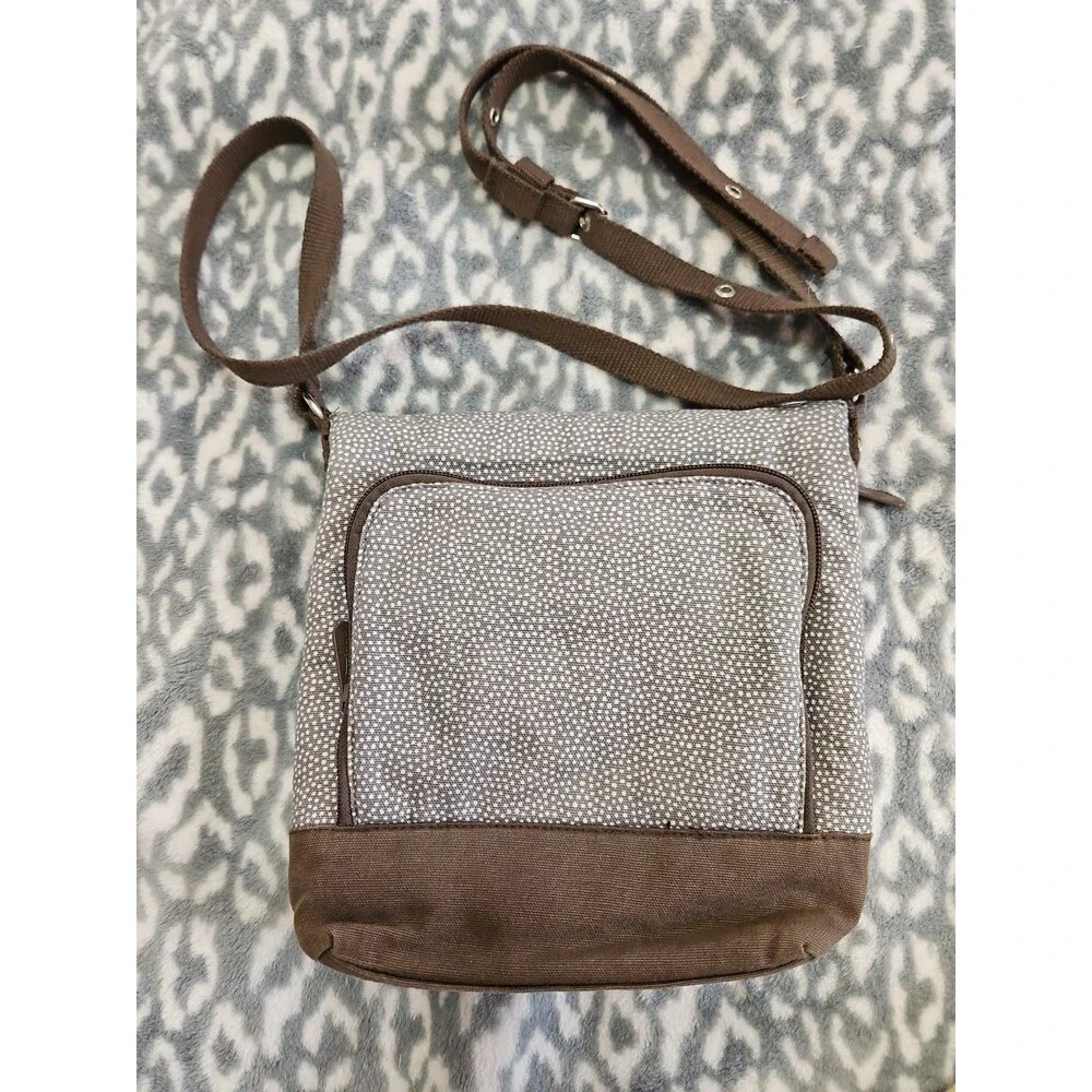 Thirty One Organista Crossbody Bag Grey Pin Dots